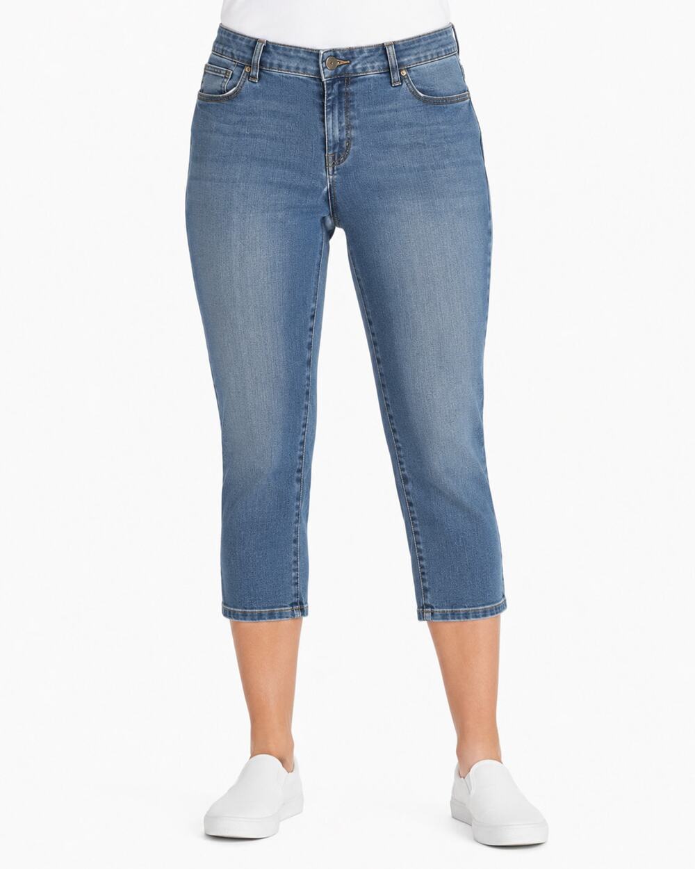 LR4507 Sonoma Life + Style Womens 20W Mid Rise Capri Jeans Blue Stretch Denim